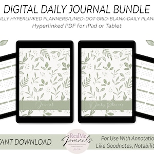 Hyperlinked Digital Daily Journal Bundle: Lined, Dot Grid, Blank (PDF)
