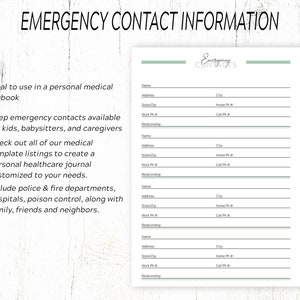 Modulo di contatto di emergenza stampabile: elenco di informazioni, note, copertina (PDF) immagine 2