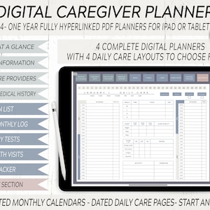 Digital Caregiver Planner: Home Health, Medical History, Vitals Log (PDF)