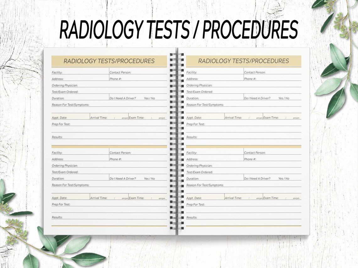 Radiology Tests & Procedure Log Xray CT Ultrasound MRI Pet Etsy