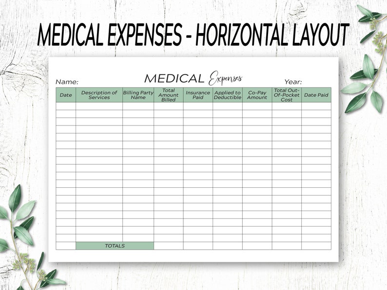 Medical expense tracker printable teenrolf