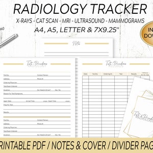 Printable Radiology Tracker: Medical Tests & Procedures (Digital Download)