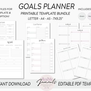 Printable Goal Planner Templates: Personal & Professional (Digital Download)