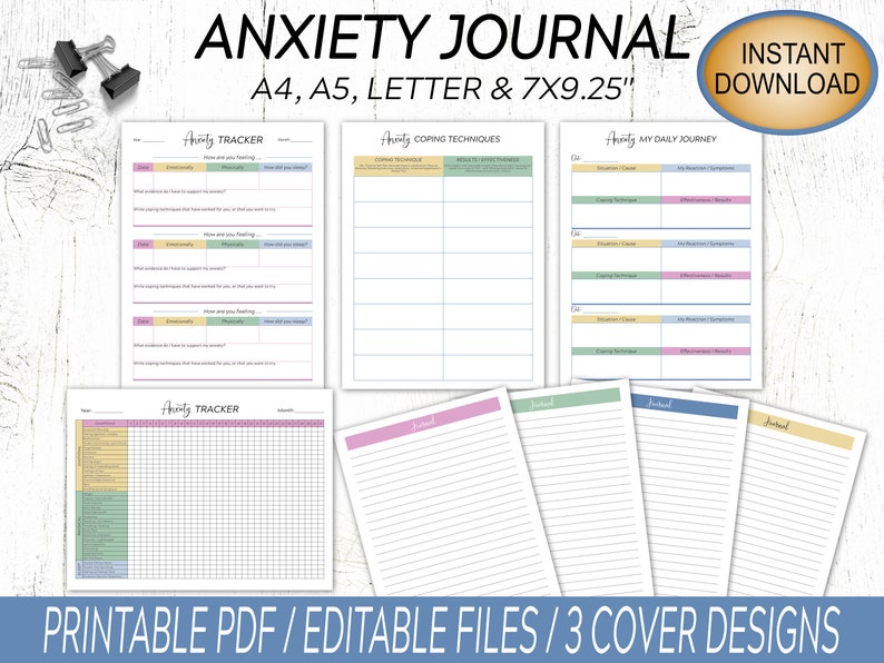 Anxiety Journal / Anxiety Tracker Printable / Anti Anxiety Etsy