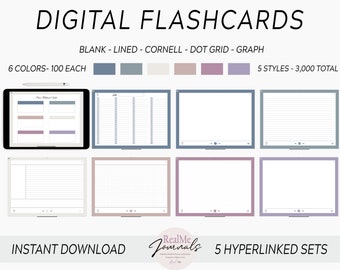 Digital Flashcards for Goodnotes & Notability: 5 Styles (PDF)