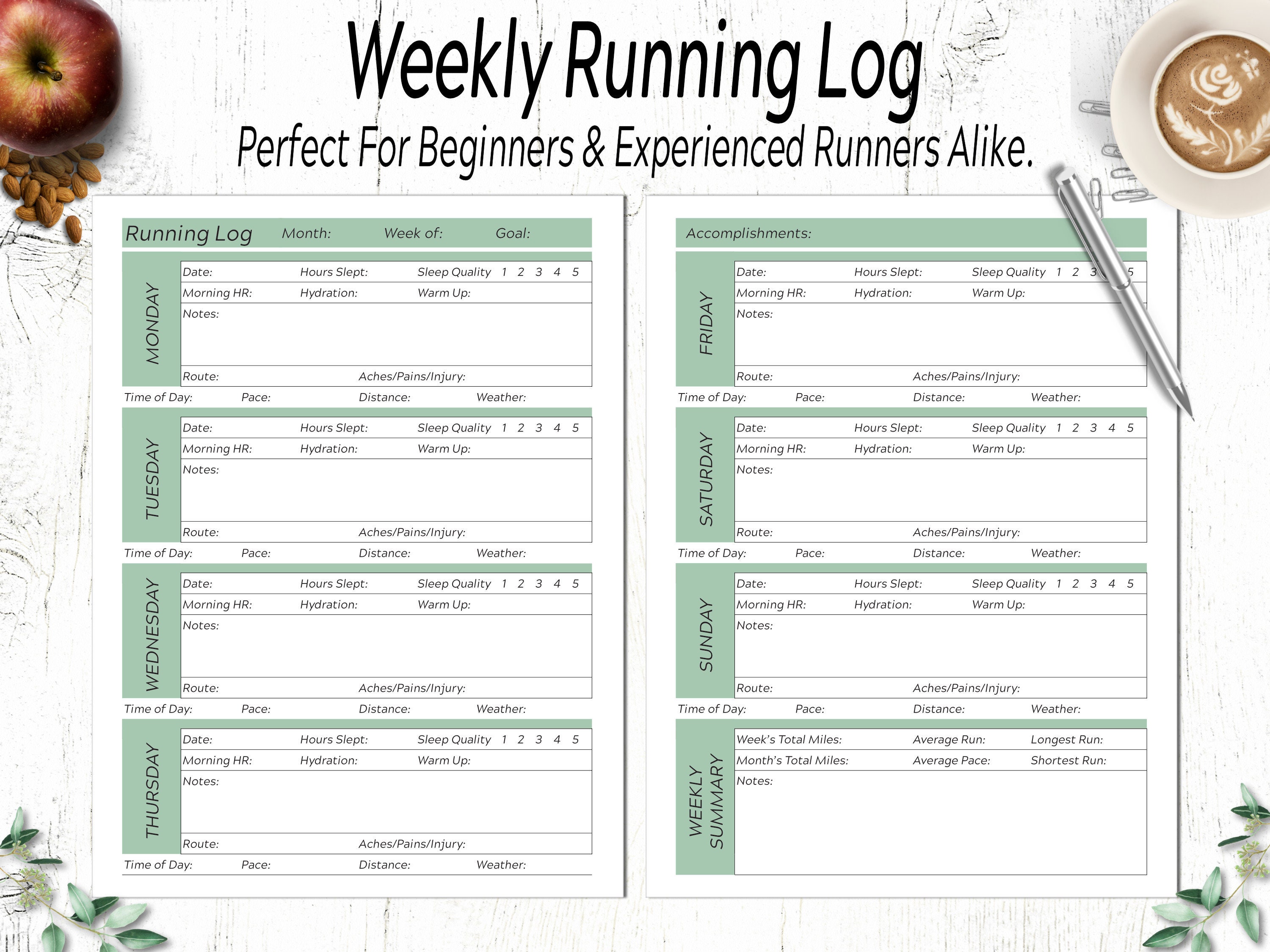 Running Journal / Running Log Printable / Running Calendar