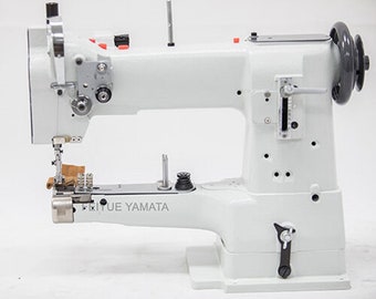 Yamata FY335 Walking Foot Cylinder Bed Industrial Sewing Machine with K/D Table, Stand and Servo Motor