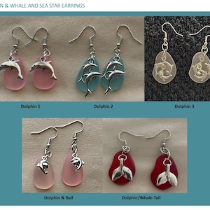 Boucles d'oreilles verre de mer et animaux marins image 1