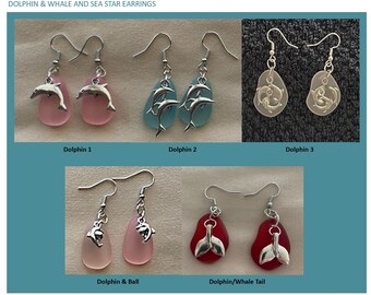 Sea Glass & Marine Animal Earrings