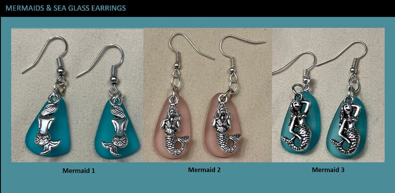 Boucles d'oreilles verre de mer et animaux marins image 4