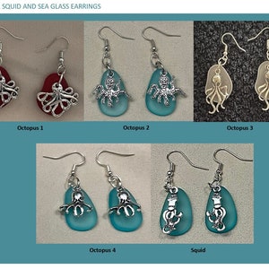 Boucles d'oreilles verre de mer et animaux marins image 2