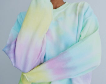 Rainbow Pastel Tie Dye Sweatshirt | Crewneck Pullover