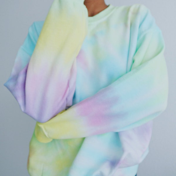 Rainbow Pastel Tie Dye Sweatshirt | Crewneck Pullover