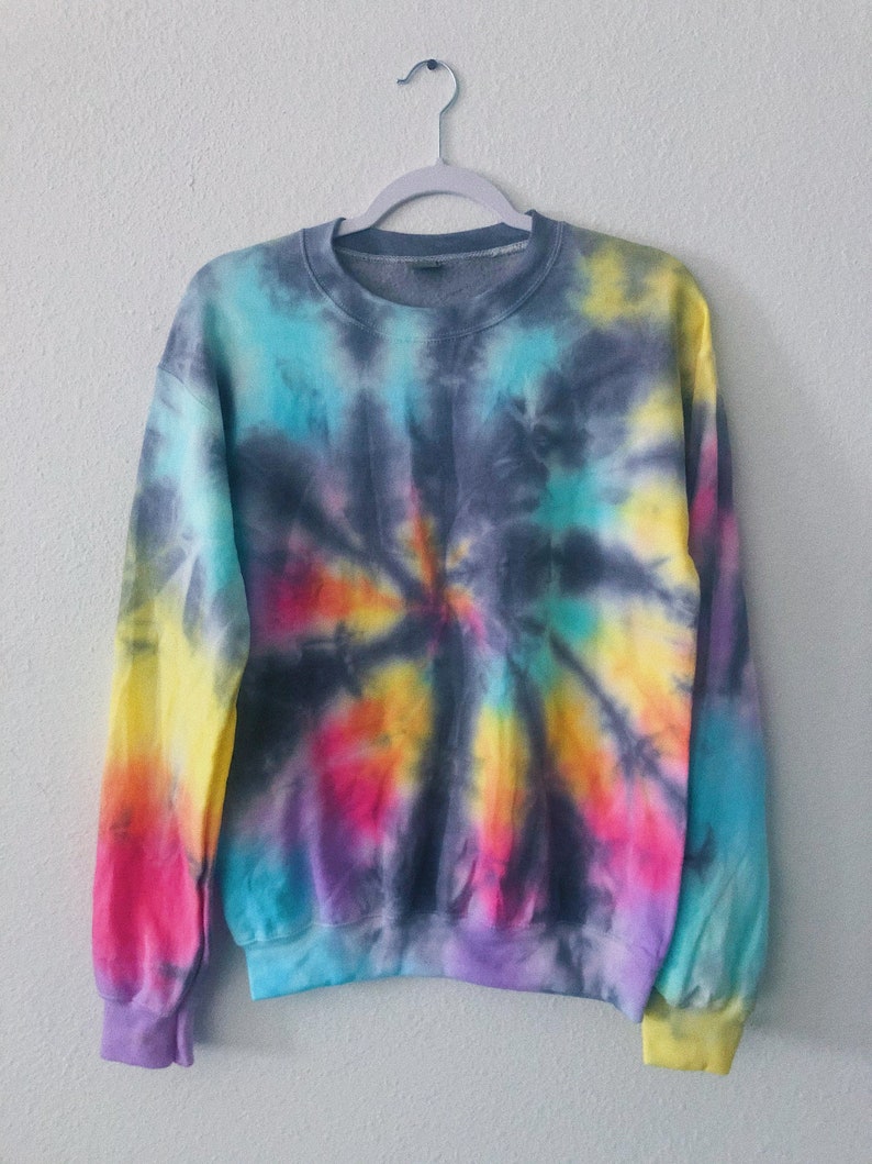 Rainbow Tie Dye Sweatshirt Black Rainbow Tie Dye Sweatshirt - Etsy