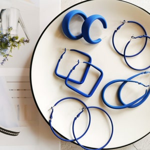 Klein Blue Hoop Earrings