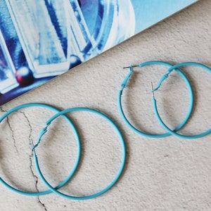 Sky Blue Minimalist Hoop Earrings