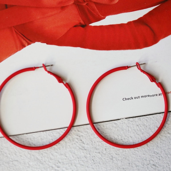 Red Minimalist Hoop Earrings