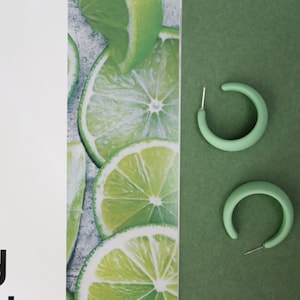 Matte Morandi Green Hoop Earrings