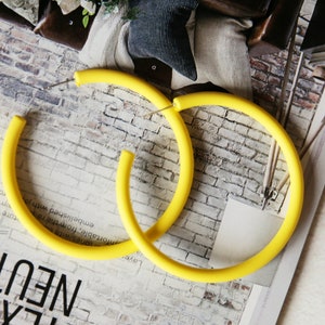 Lemon Yellow Open Hoop Earrings