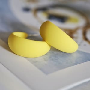 Matte Yellow Hoop Earrings