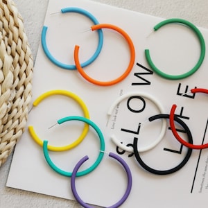 Acrylic Matte Colorful Hoop Earrings-Large