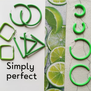 Green Hoop Earrings