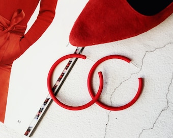 Holiday Red Open Hoop Earrings-Large