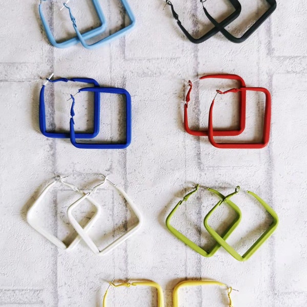 Colorful Square Hoop Earrings