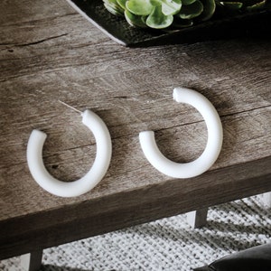 White Open Hoop Earrings