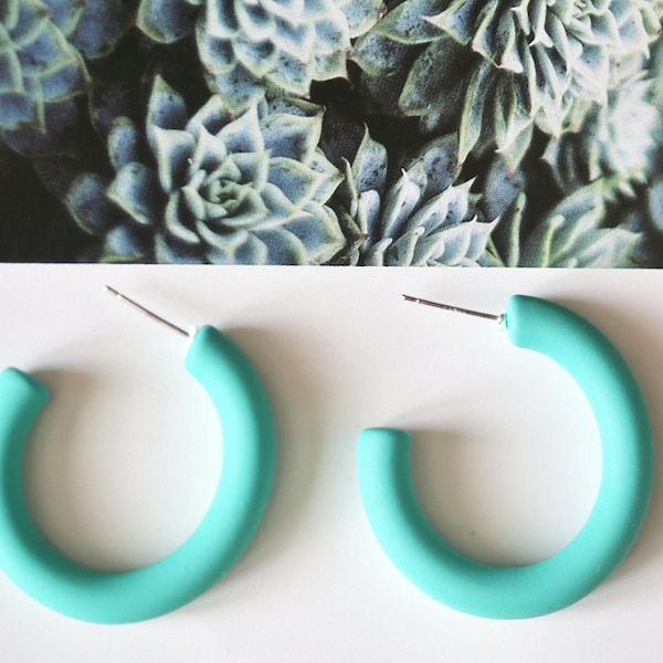 Caribbean Blue Open Hoop Earrings