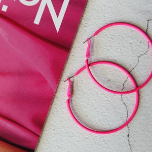 Bright Pink Minimalist Hoop Earrings