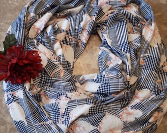 Rose Floral and Plaid Infinity scarf