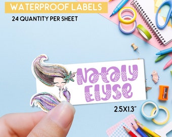 Mermaid Stickers - School Supply Label - Waterproof - Back To School - Daycare Labels - Stickers for School - Personalized Sticker|Labels