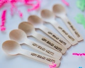 Ice Cream Wooden Spoons - Party - Dessert Spoons - Spoons For Parfaits Desserts - Disposable Spoons - Engraved Wooden Spoons