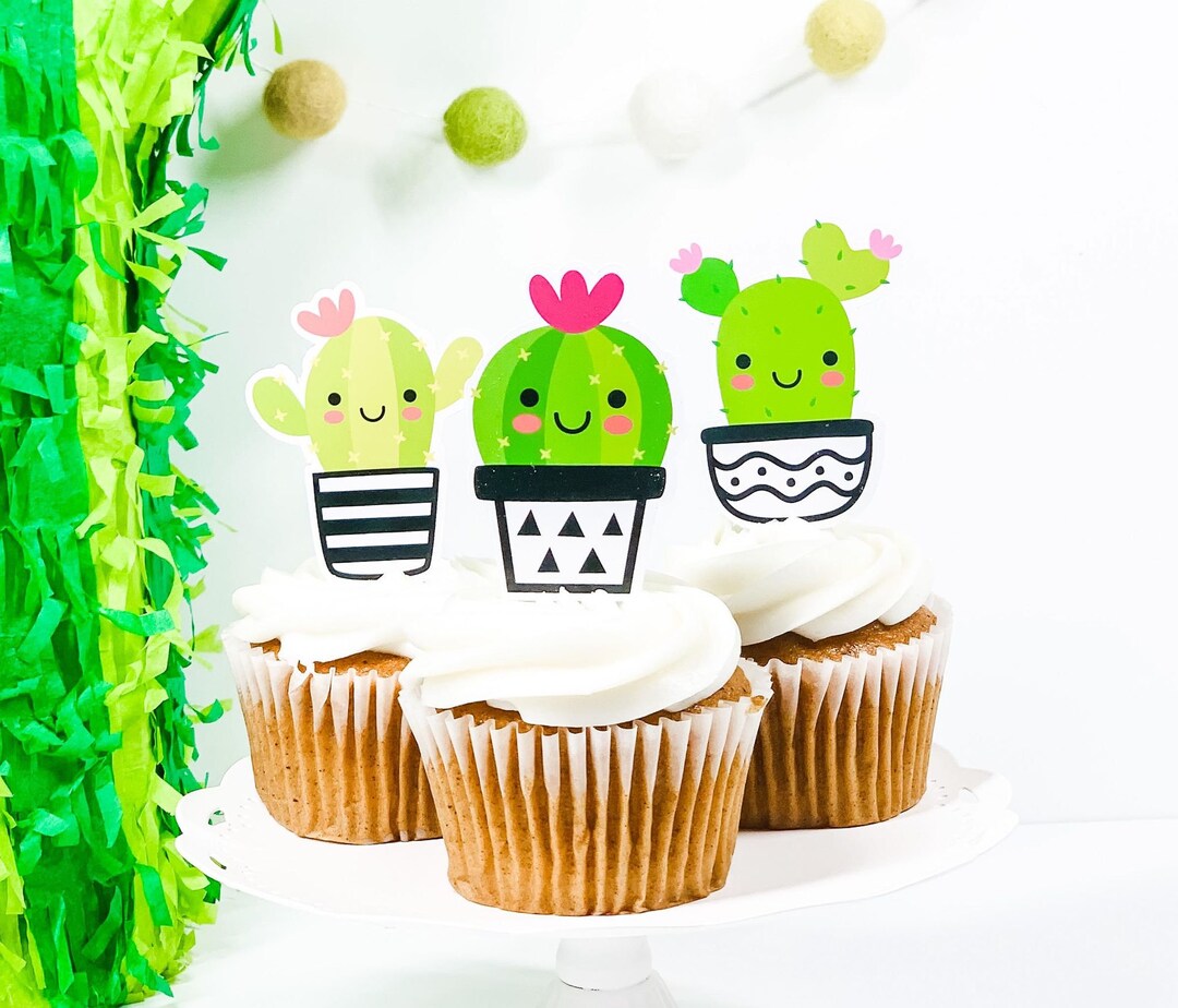 Cactus Cupcake Toppers Set of 24 Cactus Die Cuts Cactus Etsy UK