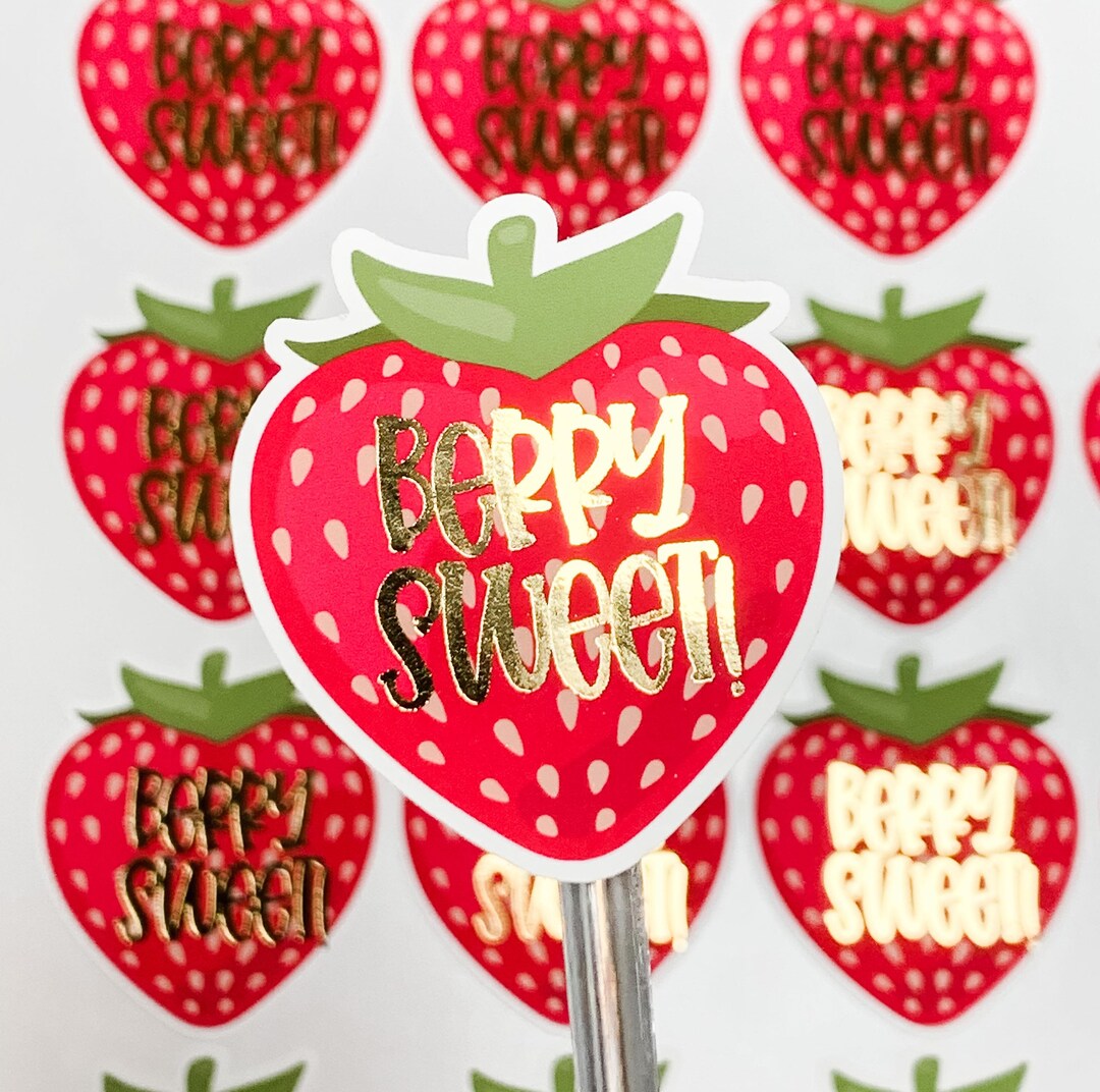 Strawberry Gold Foil Sticker Sheet Berry Sweet Birthday Etsy