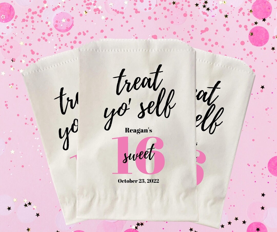 Printed Treat Bags Sweet 16 Treat Bags Set of 24 Treat Bags for Cookies