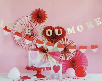 Love You More Banner - Hearts Banner - Valentine's Day Banner - Valentine's Day Party Decorations - Double Banner