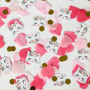 Kitty Cat Table Confetti - Kitten Cat Birthday Party - Pink Floral Gold - Pink Ombre - Cat Confetti - Decorations for kitty cat party