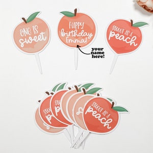 Cupcake Toppers Peaches - Peach Cupcake Topper - One Is Sweet - Sweet As A Peach - Birthday Peach Theme - Peaches Banner