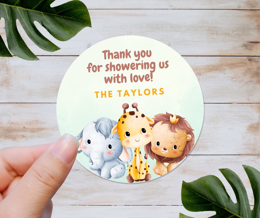 Baby Safari Animals Baby Shower Stickers Stickers for Party Favors