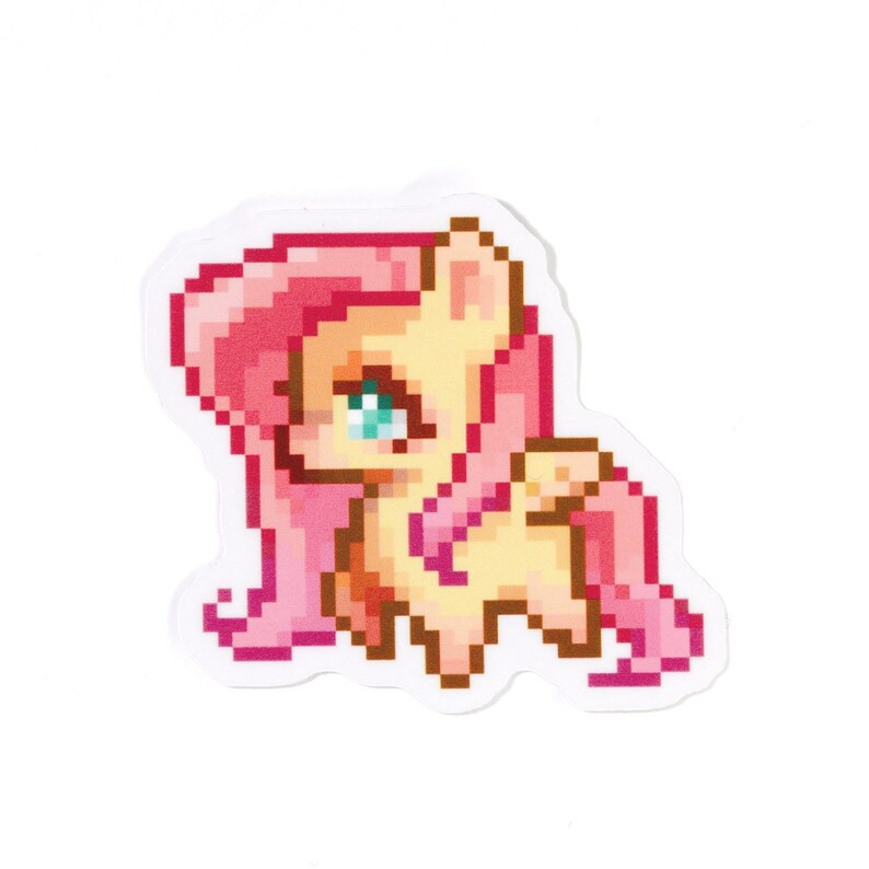 Fluttershy Pixel Art Sticker | Transparent Vinyl MLP Decal - Etsy Australia