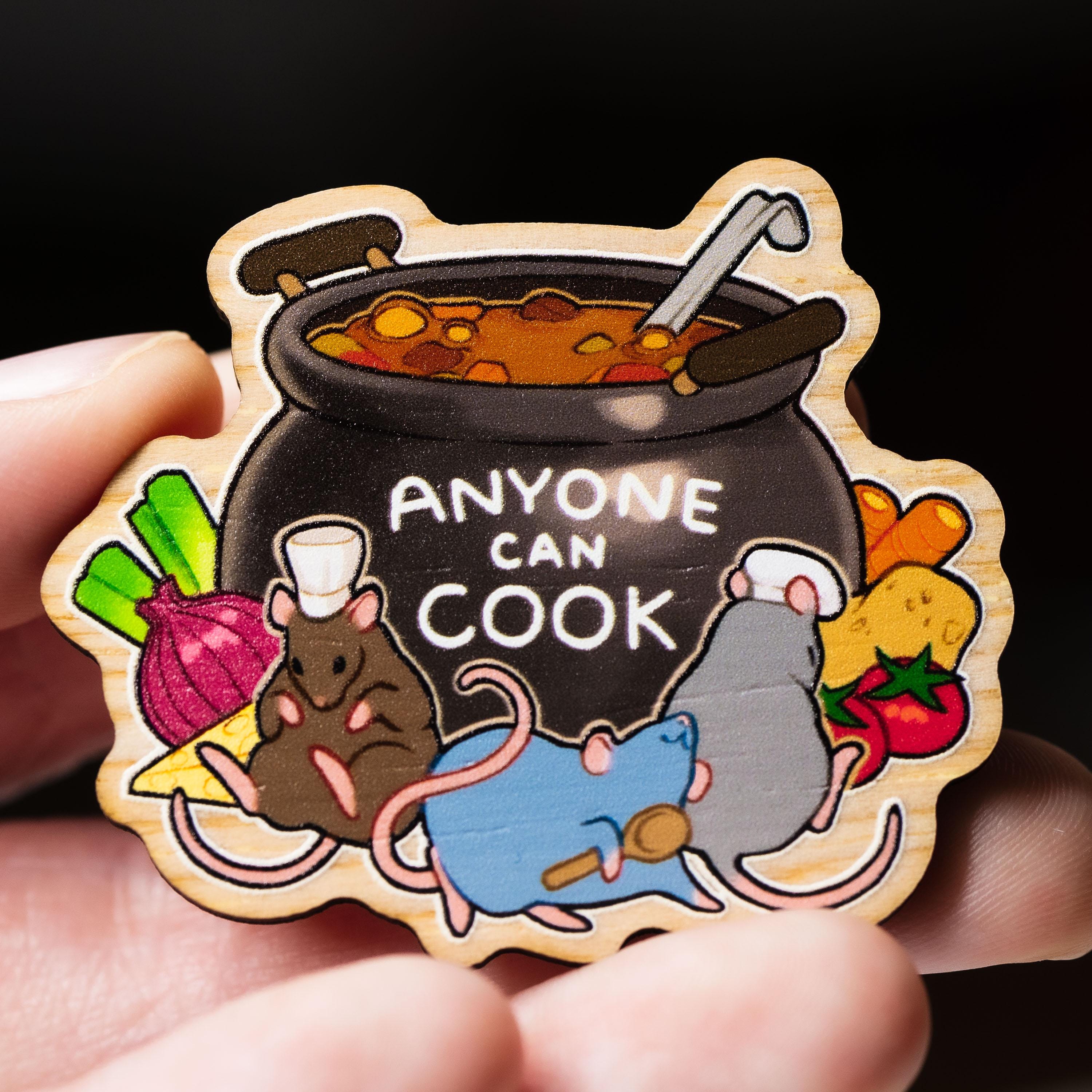 Cook Pin Code Anyone Can Cook Pin | Rat Chef Wooden Pin - Etsy