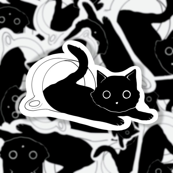 Black Cat Tea Cup Stickers