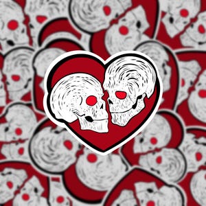 Skulls Heart Sticker