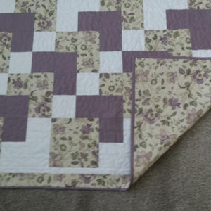 Floral Lap Quilt Handmade Purple