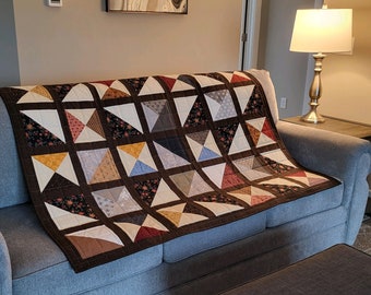 Blue Green and Beige Log Cabin Lap Quilt Handmade - Etsy