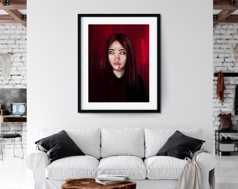 Vampire Girl - Horror Macabre Spooky Gothic - Art Print