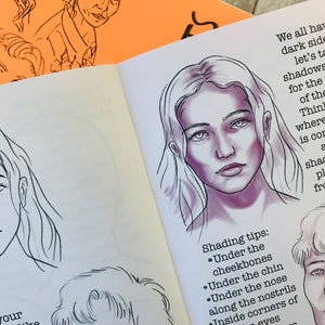 Art Zine Drawing Portraits 12 page, large zine, step by step tutorial on drawing faces and heads image 4