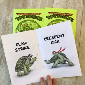 Adolescent Non-Mutant Ninja Tortoises Art Zine 8 page, large zine, TMNT funny spoof parody gift of ninja turtles image 3